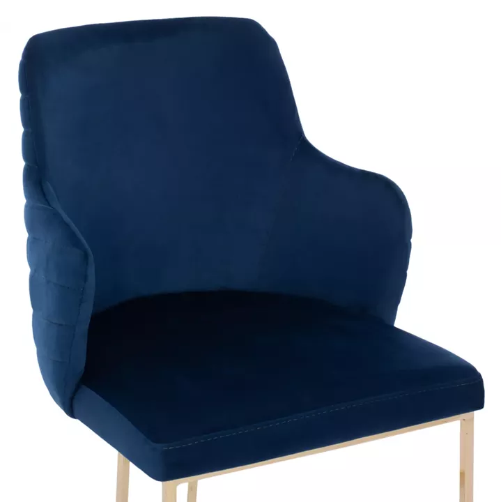 ARMCHAIR “SOLANA” HM9275.08 BLUE VELVET WITH METAL LEGS IN GOLD COLOR 54x63x87H CM.