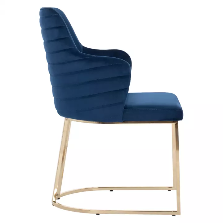 ARMCHAIR “SOLANA” HM9275.08 BLUE VELVET WITH METAL LEGS IN GOLD COLOR 54x63x87H CM.