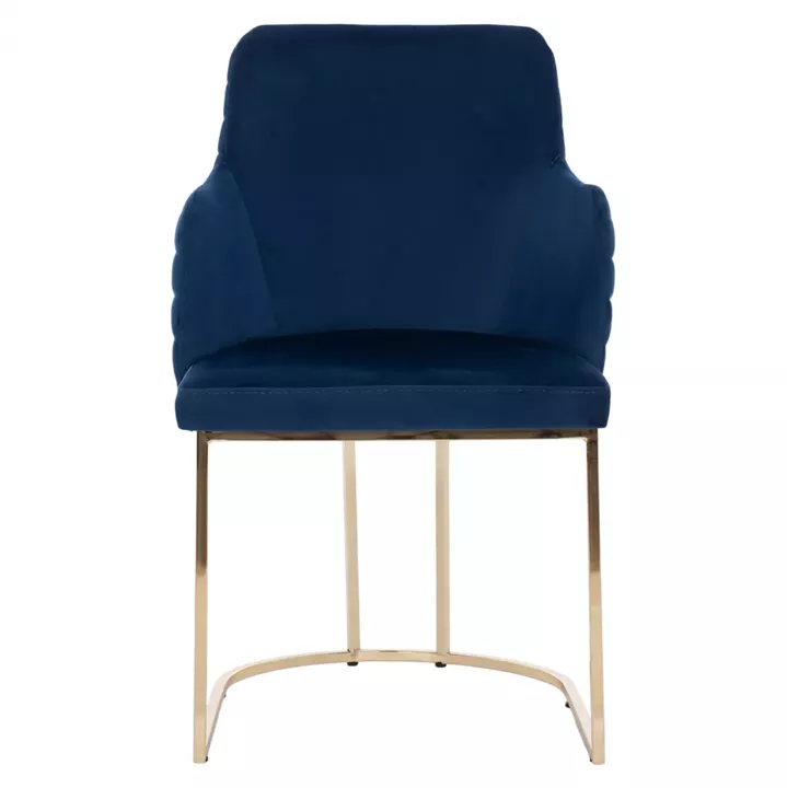 ARMCHAIR “SOLANA” HM9275.08 BLUE VELVET WITH METAL LEGS IN GOLD COLOR 54x63x87H CM.