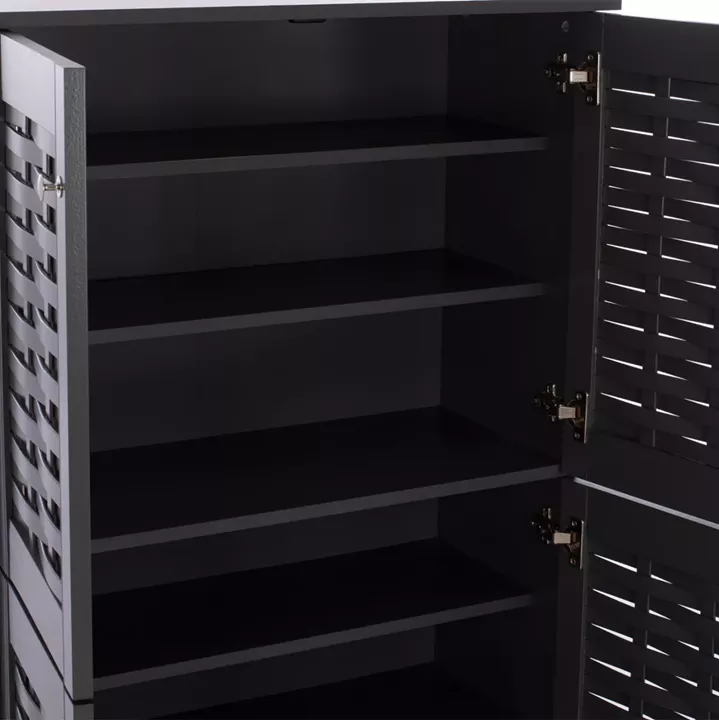 SHOE CABINET KABIRA HM2210.10 4-DOOR MELAMINE IN DARK GREY COLOR 77x34x123Hcm.