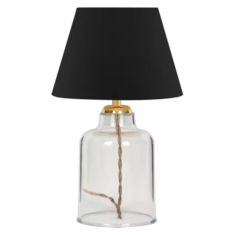 TABLE LAMP HM7583.02 BLACK CAP, TRANSPARENT BASE, GOLDEN PILLAR