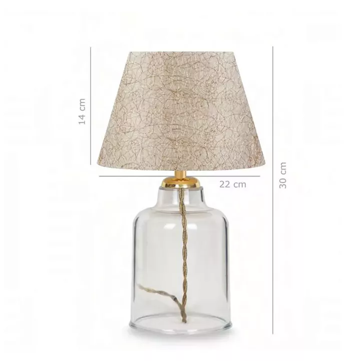 TABLE LAMP HM7583.03 GOLDEN CAP, TRANSPARENT BASE, GOLDEN PILLAR