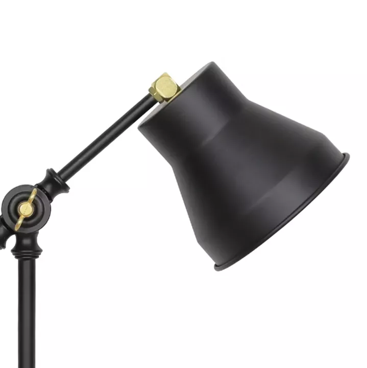 TABLE LAMP HM7584.01 LIGHT BROWN BASE, BLACK PILLAR AND ARM, BLACK CAP