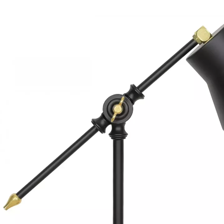 TABLE LAMP HM7584.01 LIGHT BROWN BASE, BLACK PILLAR AND ARM, BLACK CAP