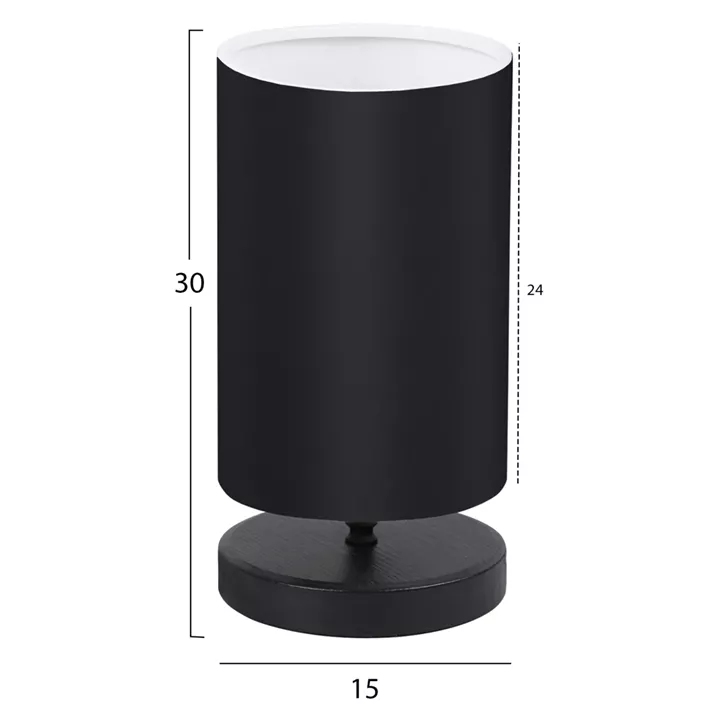 TABLE LAMP HM7595.02 BLACK BASE, BLACK CAP