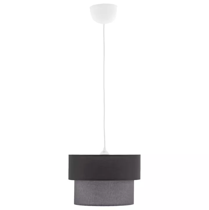 PENDANT CEILING LAMP HM7619.02 TWO-LAYER FABRIC DRUM, PLASTIC FRAME