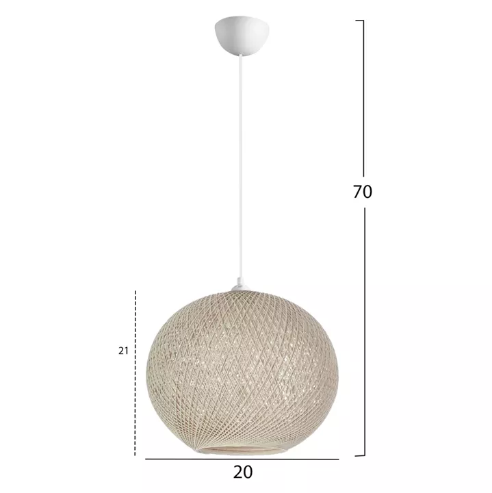 PENDANT CEILING LAMP HM7626.02 BEIGE SPHERE, KNITTED ROPE, INDOORS