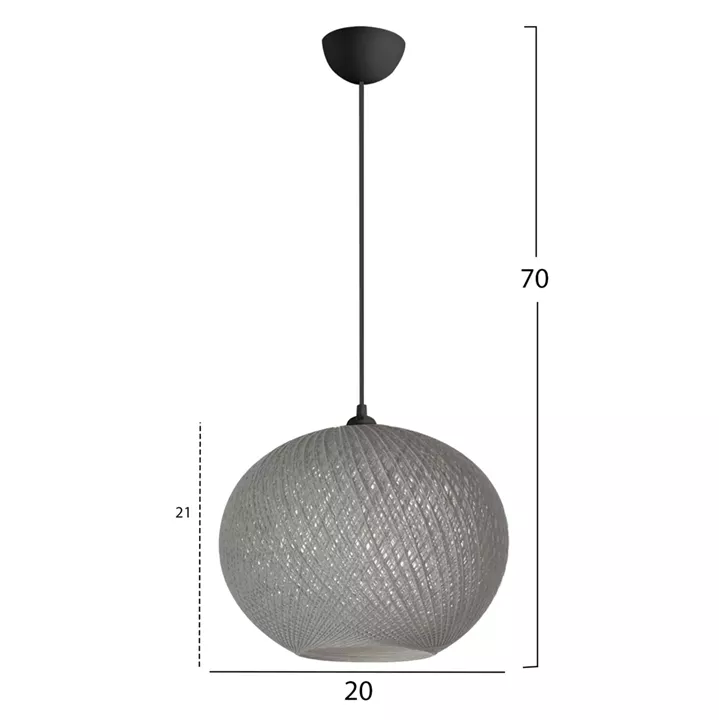 PENDANT CEILING LAMP HM7626.01 GREY SPHERE, KNITTED ROPE, INDOORS