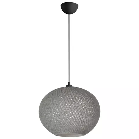 PENDANT CEILING LAMP HM7626.01 GREY SPHERE, KNITTED ROPE, INDOORS