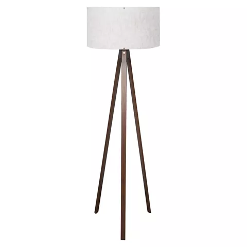 FLOOR STANDING LAMP HM7578.02 WALNUT COLOR TRIPOD, OFF-WHITE CAP