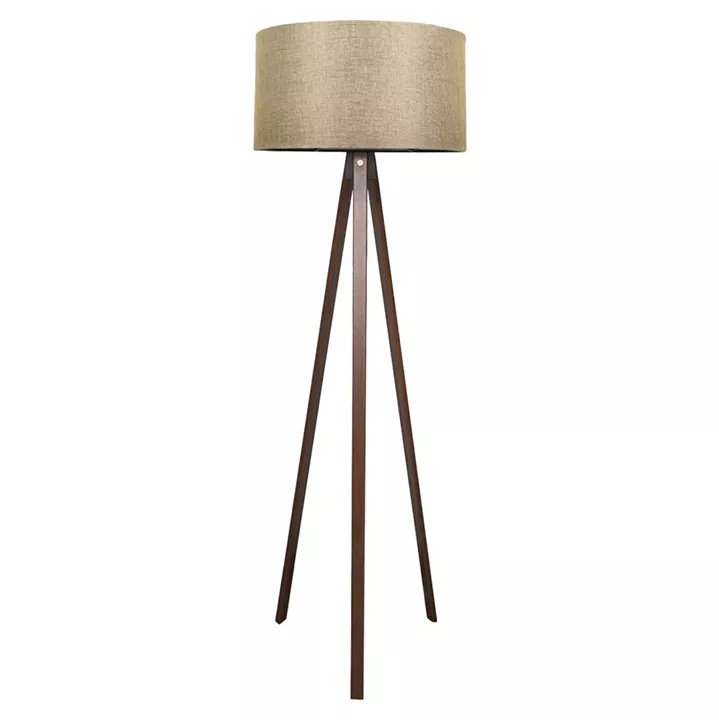 FLOOR STANDING LAMP HM7578.03 WALNUT COLOR TRIPOD, GOLDEN-BROWN CAP