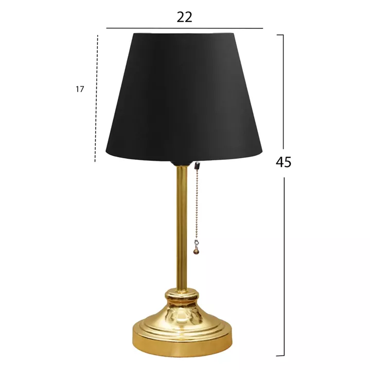 TABLE LAMP HM7592.03 GOLD BASE, GOLD PILLAR, BLACK CAP