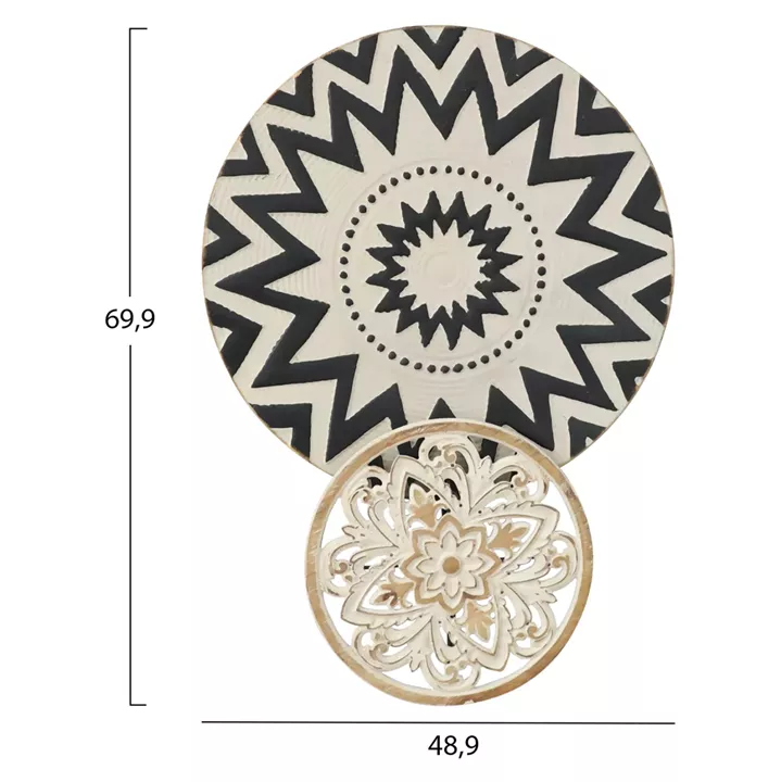 WALL DECOR HM7554 METAL 2-PLATE NOMAD STYLE- BLACK, BEIGE, OFF-WHITE