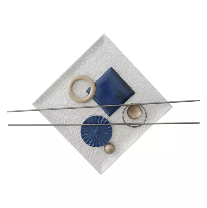 WALL DECOR HM7559 METAL SQUARE PLATE- BLUE, GREY, BEIGE, WHITE