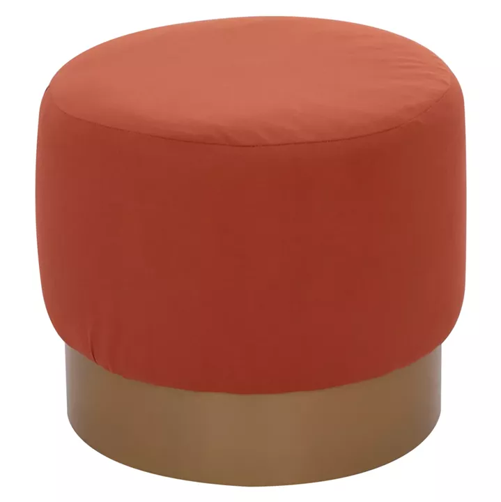 ROUND POUF/STOOL HM9260.02 CORAL FABRIC, GOLD ROUND BASEBASE