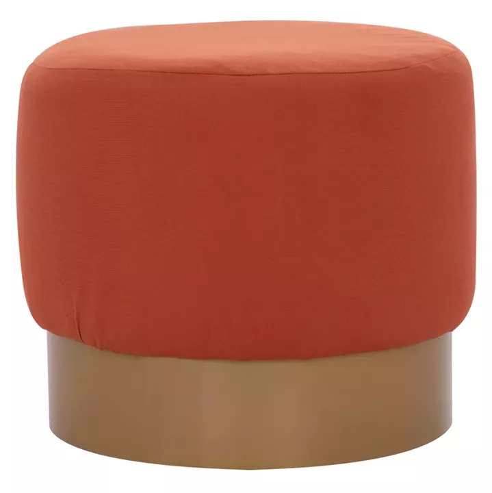 ROUND POUF/STOOL HM9260.02 CORAL FABRIC, GOLD ROUND BASEBASE