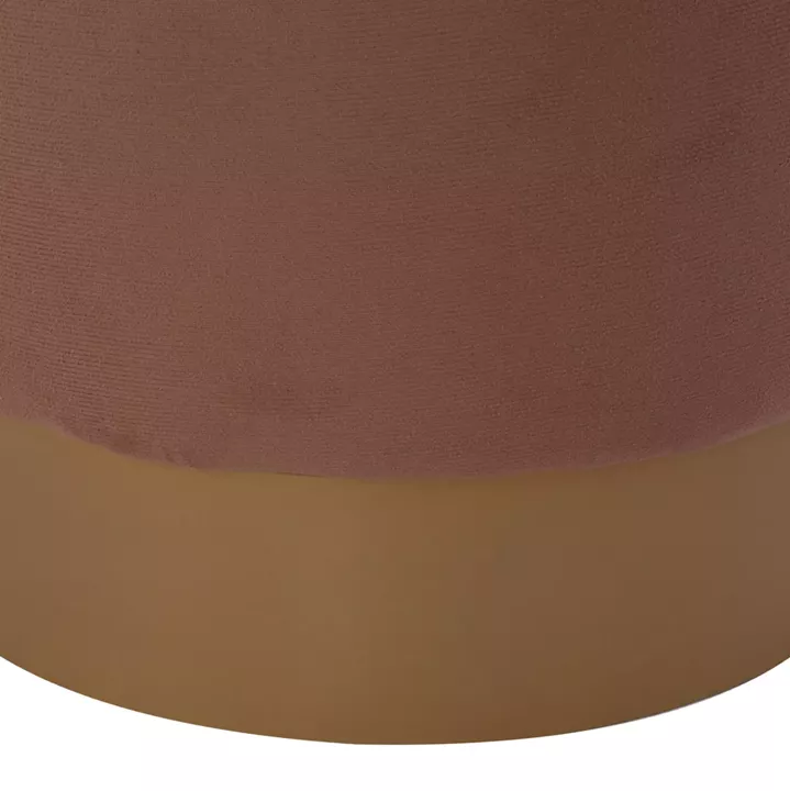 ROUND POUF/STOOL HM9260.04 BROWN FABRIC, GOLD ROUND BASE
