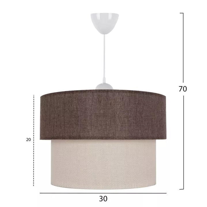 PENDANT CEILING LAMP HM7619.03 TWO-LAYER FABRIC DRUM, PLASTIC FRAME