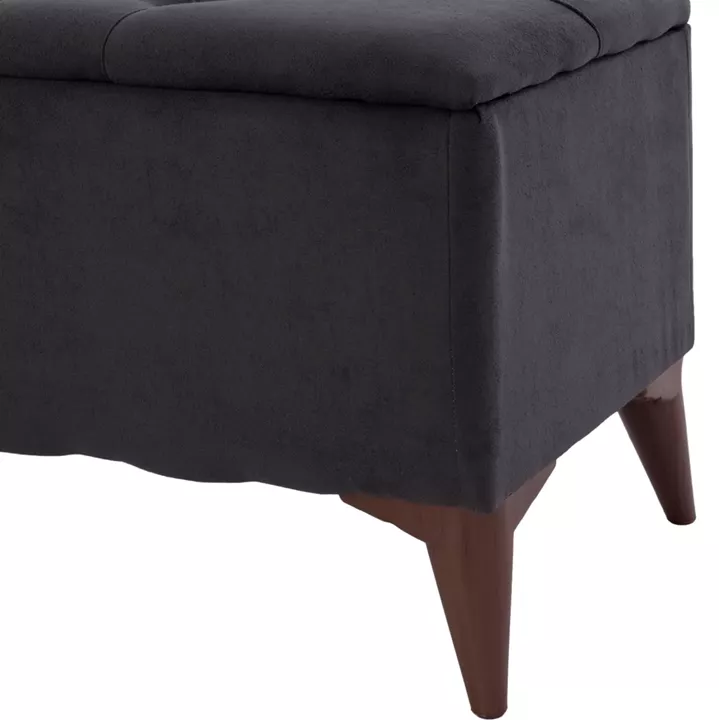 LONG STOOL-TRUNK HM9261.01 GREY FABRIC QUILTED SEAT