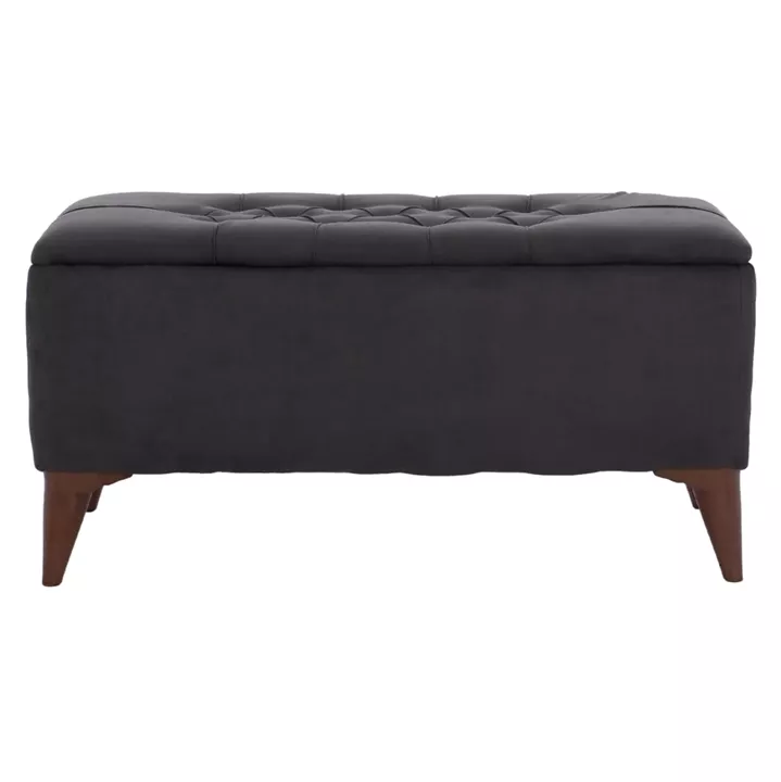 LONG STOOL-TRUNK HM9261.01 GREY FABRIC QUILTED SEAT