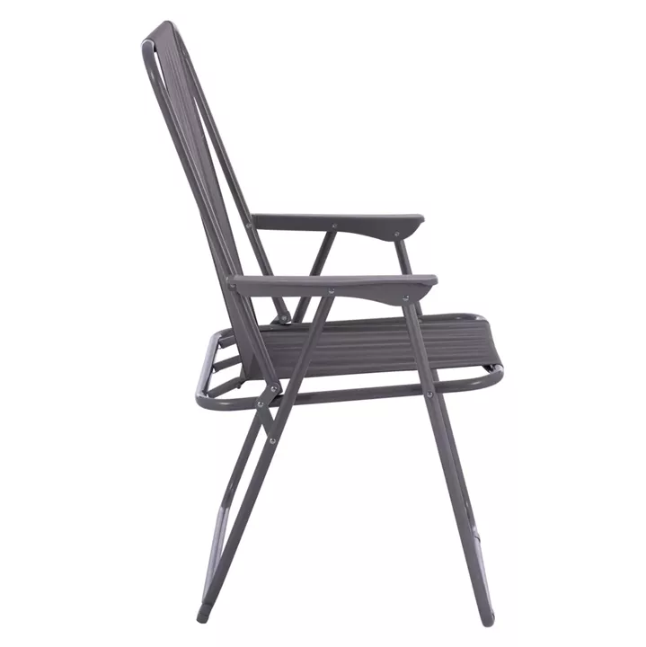 BEACH CHAIR HM5148.01, GREY FABRIC, METAL FRAME, HIGH BACK
