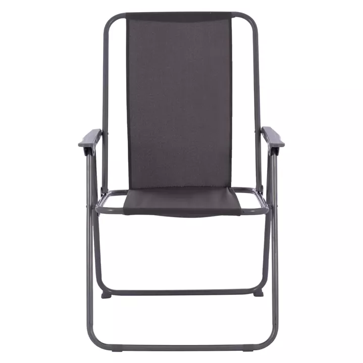 BEACH CHAIR HM5148.01, GREY FABRIC, METAL FRAME, HIGH BACK