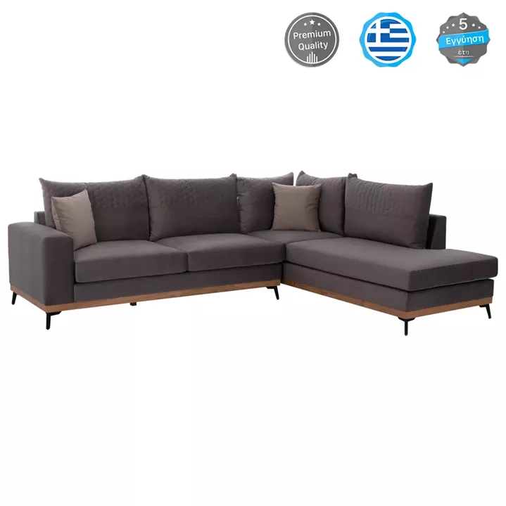 MESINA corner sofa, gray, high leg, 2pcs, right corner, stain-resistant and water-repellent fabric