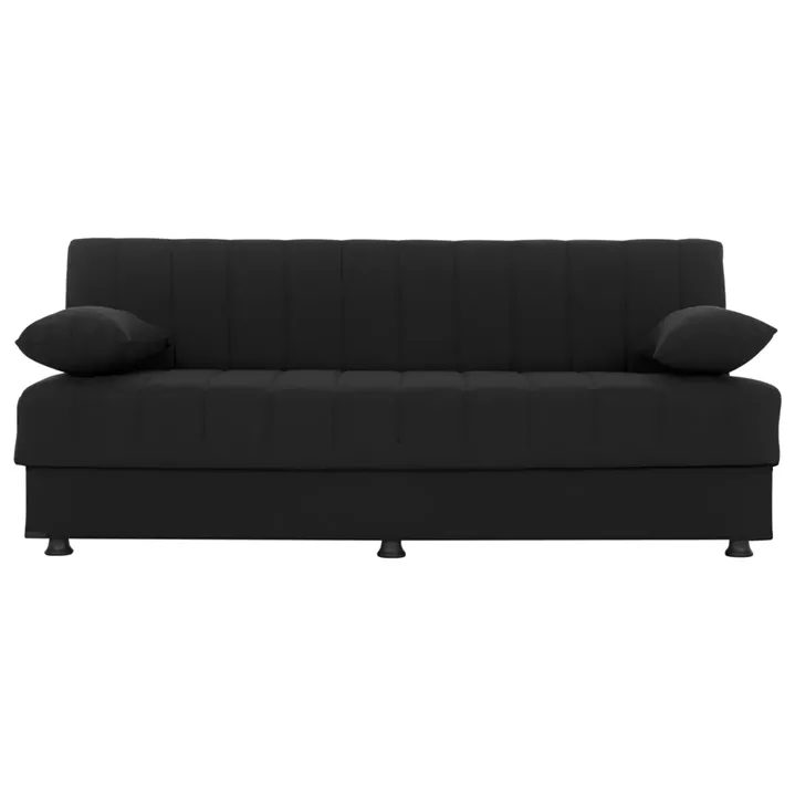 Hm3239.01 ANDRI three-seater sofa-bed, black fabric, short legs, without arms