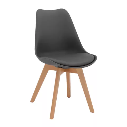 DINING CHAIR VEGAS HM0033.03 BEECH WOOD LEGS-P.P. SEAT IN DARK GRAY 45x56x80Hcm.