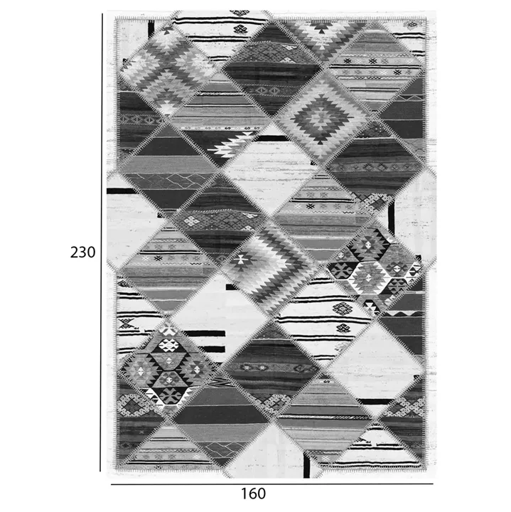 HM7675.21 160X230cm, ethnic carpet, grey, fringes