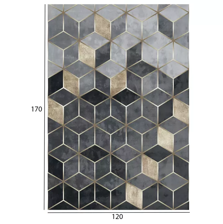 JOSIANE HM7677.18, 120X170CM,GREY-GOLD CARPET, FRINGES