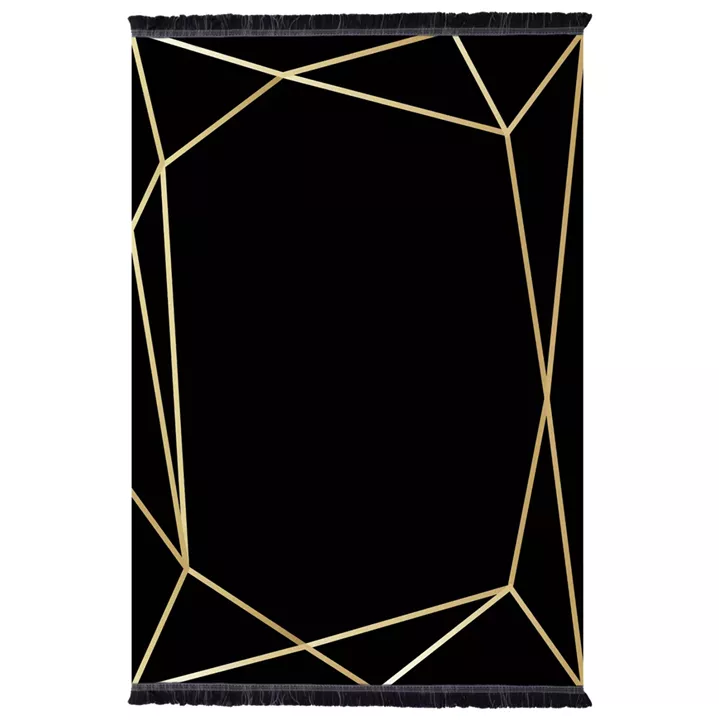 HM7677.30 120X170cm, black-gold with fringes, JOSIANE