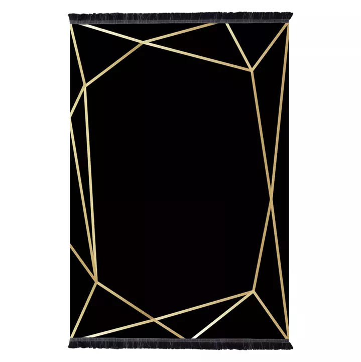 HM7676.30 80X150cm, JOSIANE carpet, black-gold, fringes