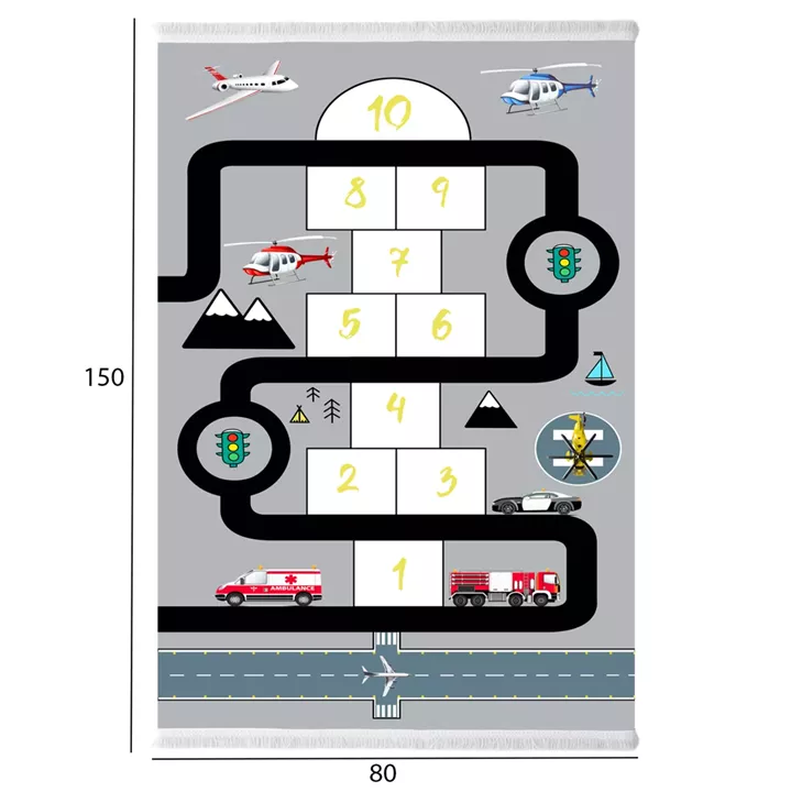 SERIES KIDDER HM7678.10 80Χ150cm, kids carpet with hopscotch game, fringes