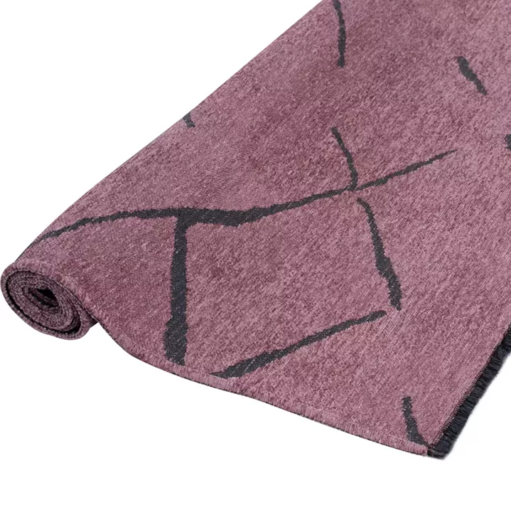 HM7674.06 160Χ230cm, dusty pink-black carpet with self-fringes