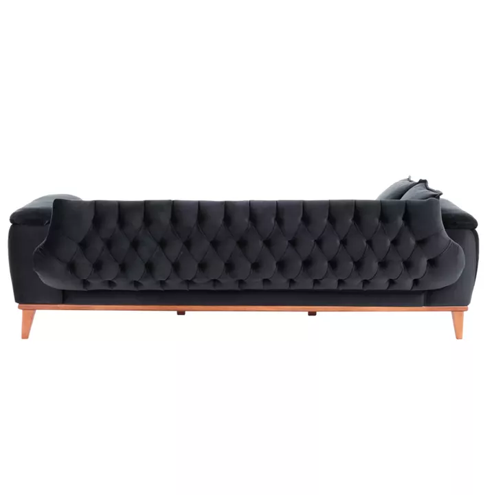 HM3249.01 BENNINGTON 3-seater sofa-bed, black velvet, 240x95x80