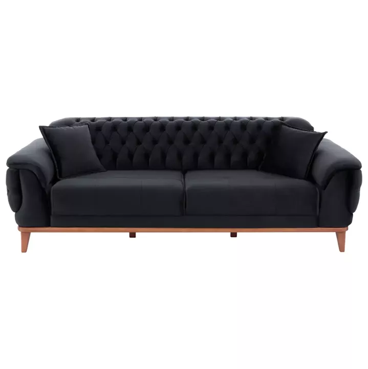 HM3249.01 BENNINGTON 3-seater sofa-bed, black velvet, 240x95x80