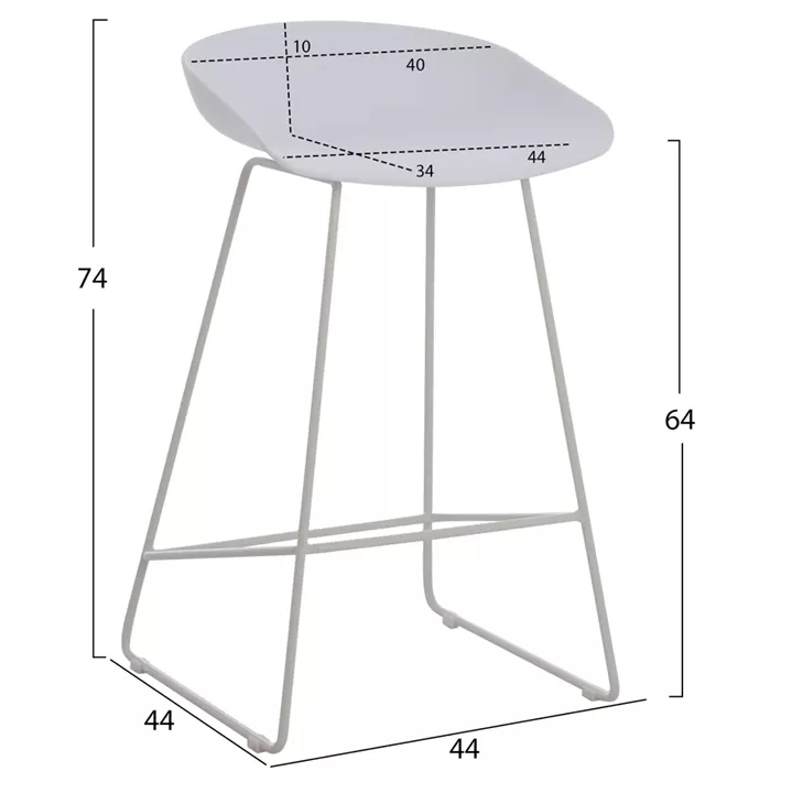 ΣΚΑΜΠΟ ΜΠΑΡ NAILA HM9299.01 ΛΕΥΚΟ ΜΕΣΑΙΟΥ ΥΨΟΥΣ 44x44x74Yεκ.