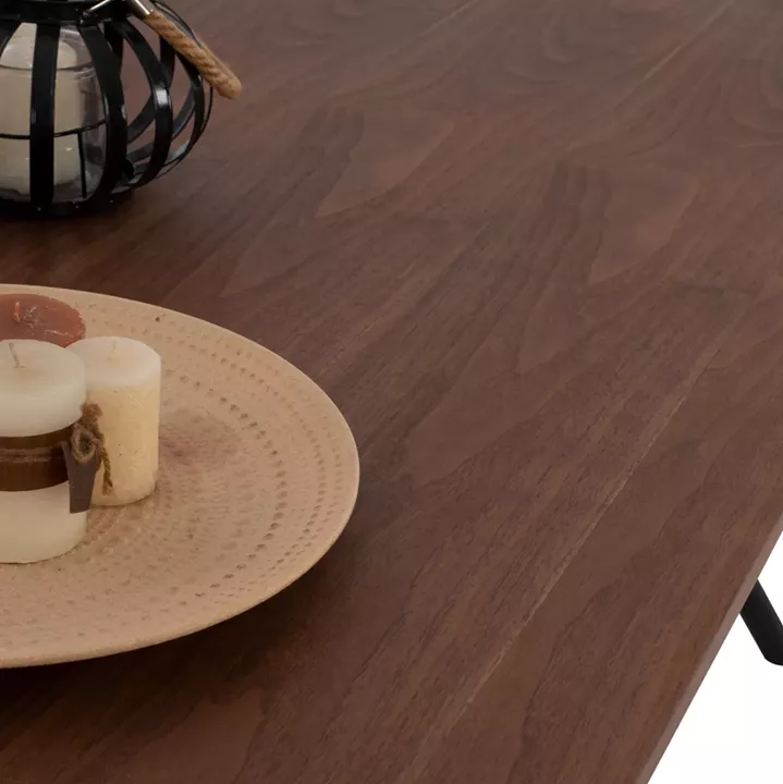 DINING TABLE MANDY HM9303.02 MDF TOP WITH WALNUT WOOD VENEER METAL LEGS 220x90x75H