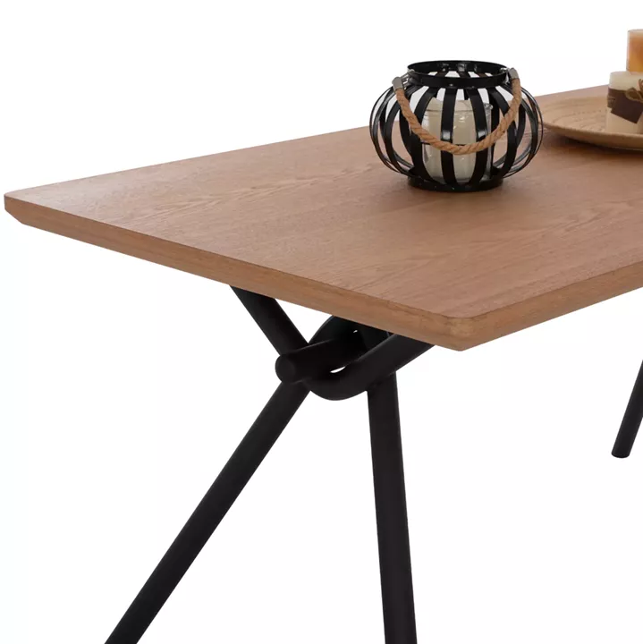 DINING TABLE MANDY HM9302.01 MDF TOP WITH OAK WOOD VENEER METAL LEGS 140x80x75H