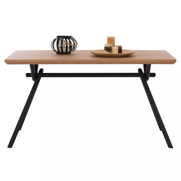 DINING TABLE MANDY HM9302.01 MDF TOP WITH OAK WOOD VENEER METAL LEGS 140x80x75H