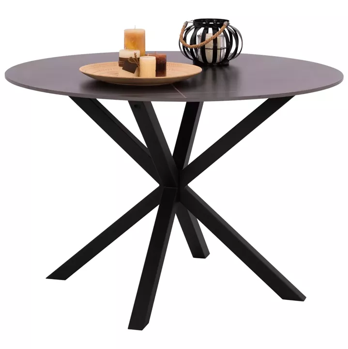 DINING TABLE ROUND SYNTEC HM9309.01 SINTERED STONE BLACK METAL LEGS Φ115x75H