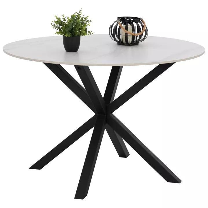 DINING TABLE ROUND SYNTEC HM9309.02 SINTERED STONE WHITE METAL LEGS Φ115x75H
