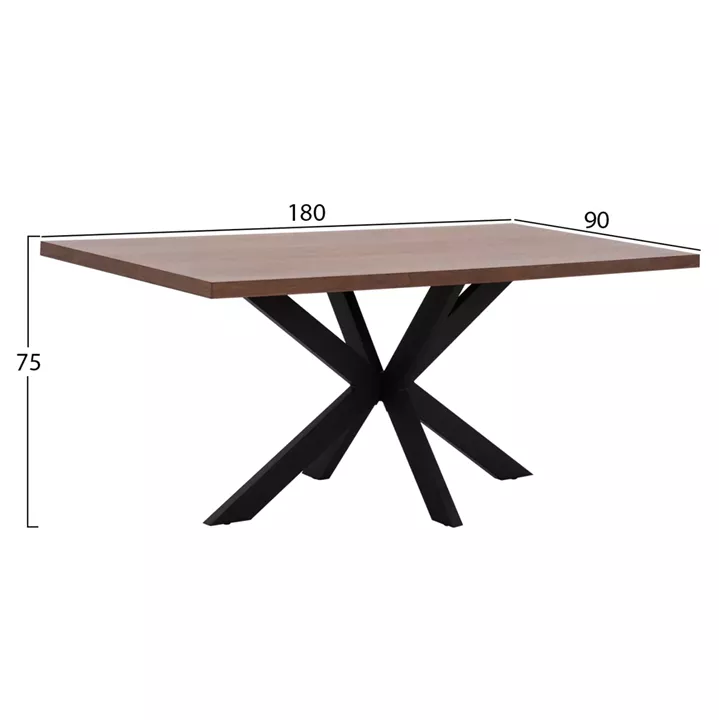 DINING TABLE SARI HM9311.02 MDF TOP WITH WALNUT WOOD VENEER RUSTIC STYLE 180x90x75Hεκ.
