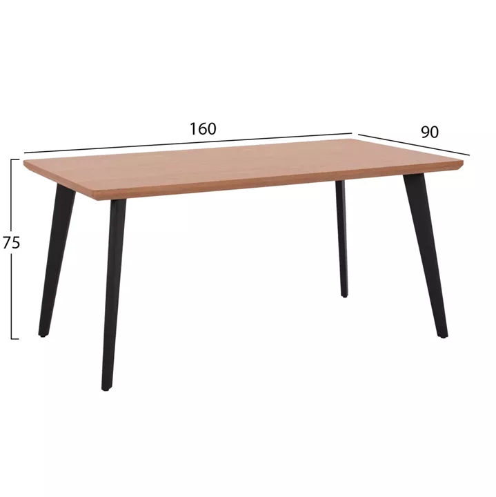 DINING TABLE VALEN HM9301.01 MDF TOP OAK WOOD VENEER RUSTIC STYLE 40MM THICK 160x90x75Hcm.