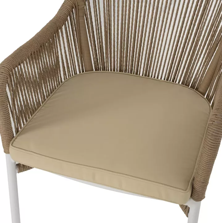 ARMCHAIR ALUMINUM HM5855.01 WHITE WITH PE WICKER ROPE BEIGE 56x66x82