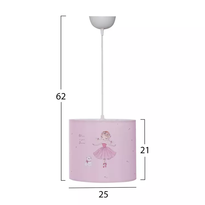 KID'S CEILING PENDANT FABRIC RINK BALLERINA Φ25x21-62H FB97575.02