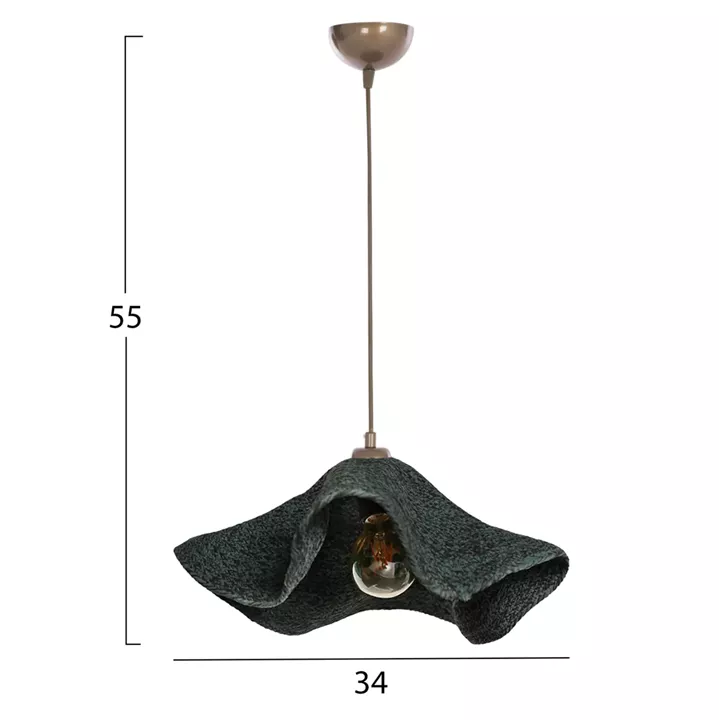 CEILING PENDANT DARK GREEN CAP-GOLD HANGER Φ43x55Hcm.HM7649.03