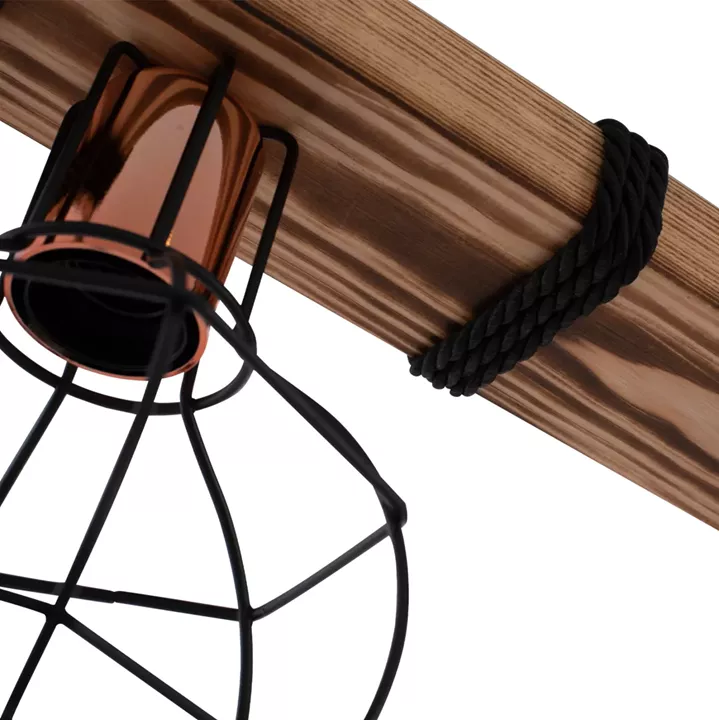 CEILING PENDANT 2-LIGHT WITH WOOD AND METAL GRIDS 40x16x63Hcm.HM7681.01
