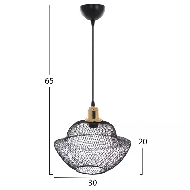 CEILING PENDANT BLACK METAL MESHES MODERN STYLE Φ30x65Hcm.HM7690.01